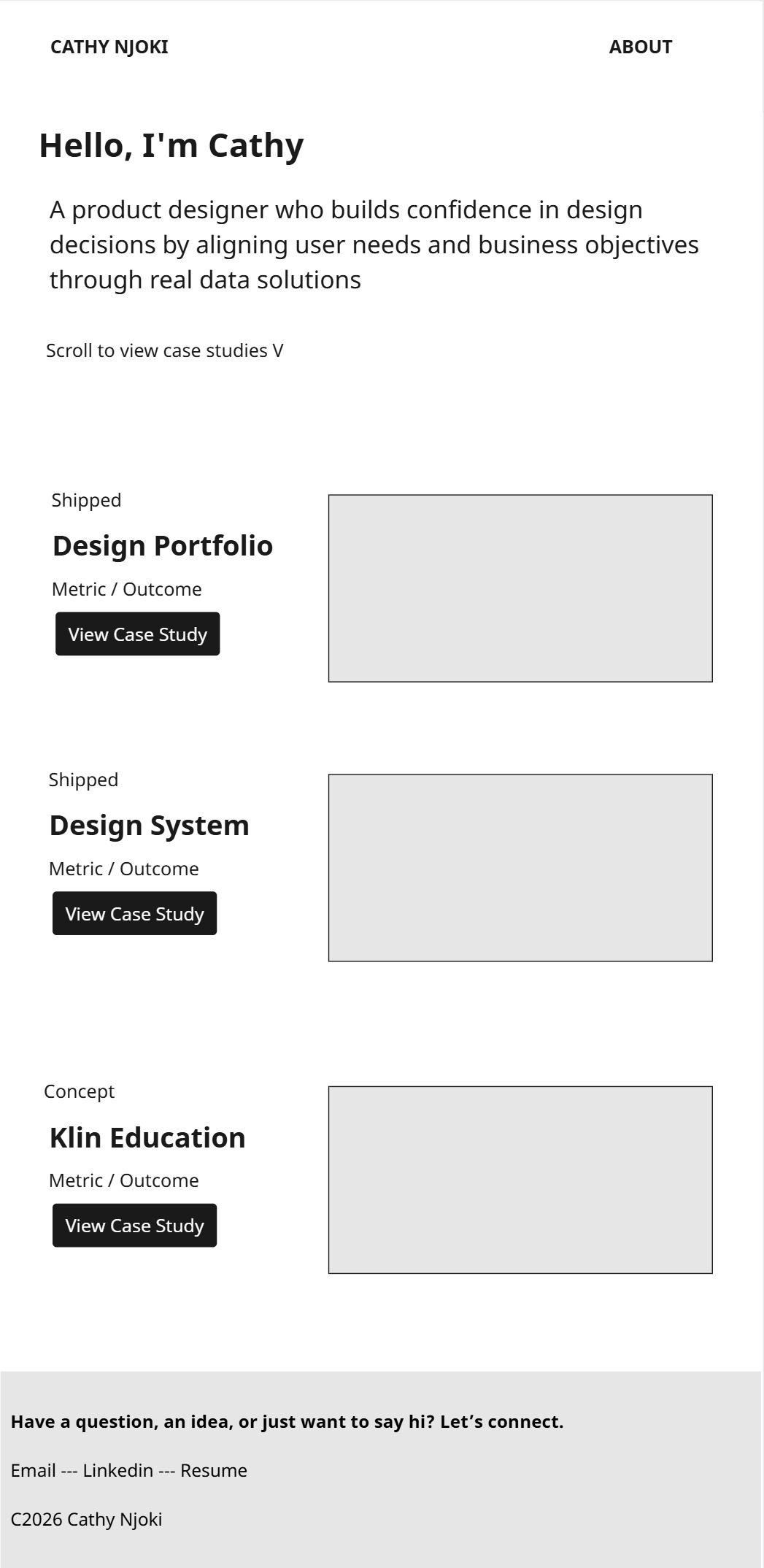 Hero section of the design portfolio